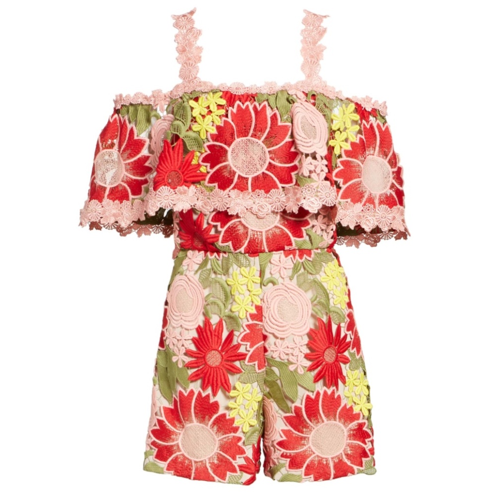 SOLD Alice and Olivia Lace Ruffle Anelle Romper